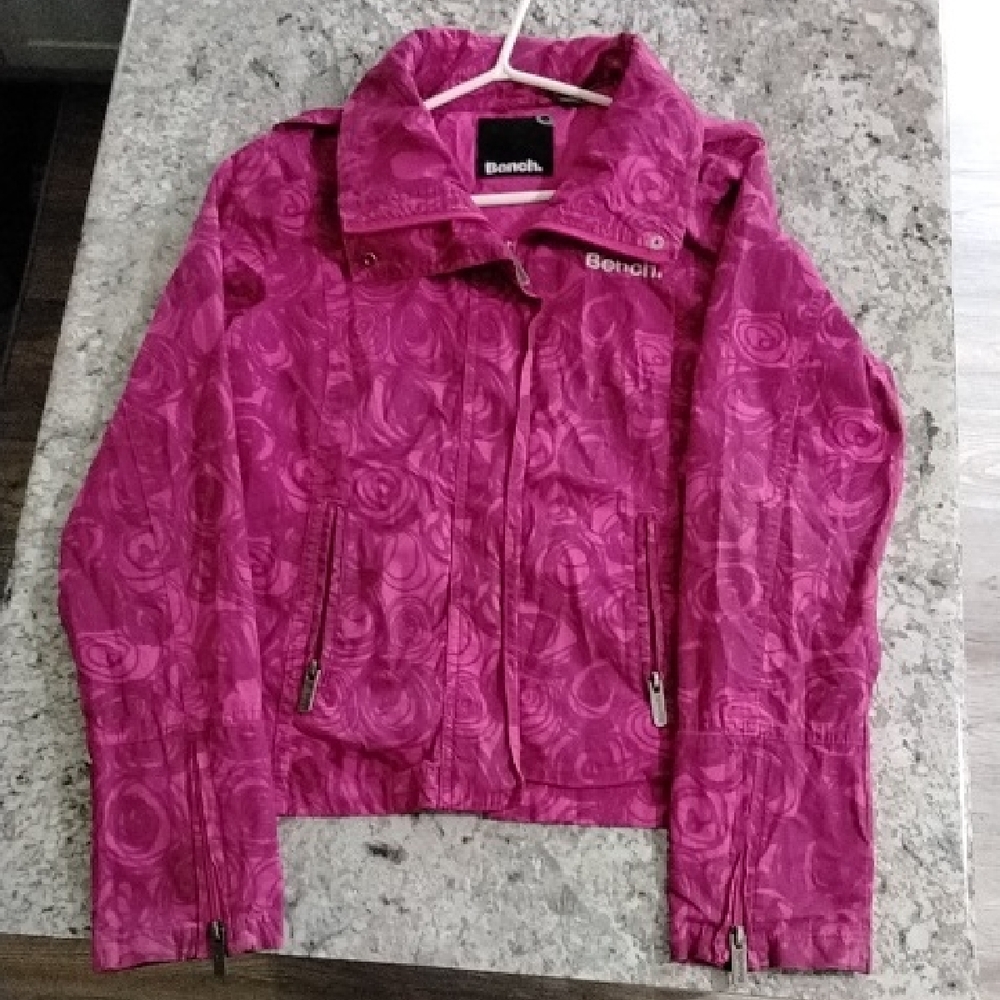 Bench Women's Rose Patterned Magenta Bomber Jacket